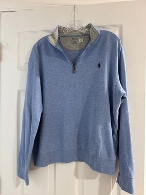 Polo by Ralph Lauren Men’s Heather Light Blue Quarter-Zip Sweater